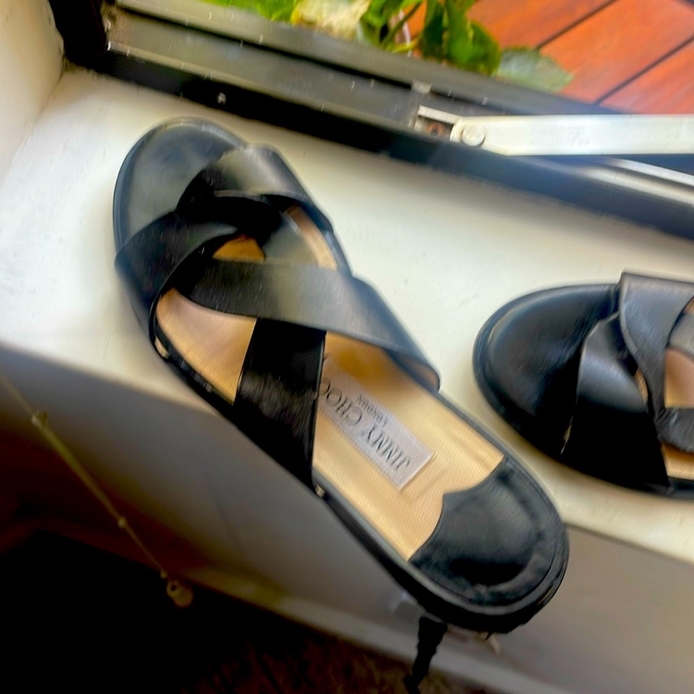 Jimmy Choo slides black with gold detail size 36.5